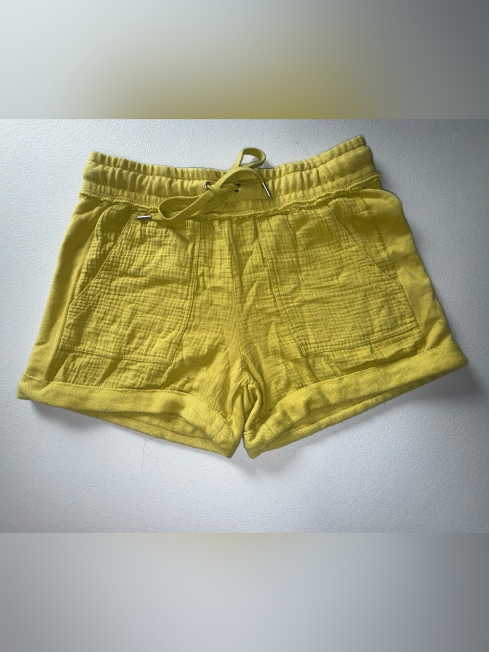C&C California Cotton Gauze olive Lime Green Drawstring Shorts S resort comfy - Picture 5 of 11